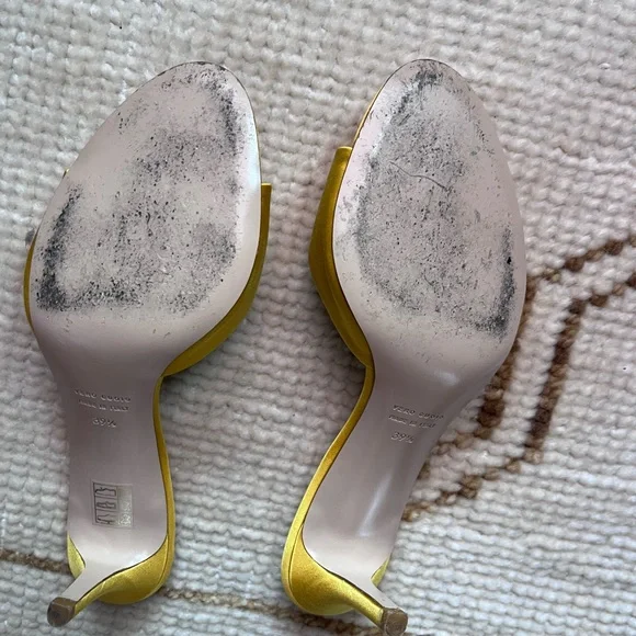 Barneys Yellow Satin Mules - Picture 5 of 7